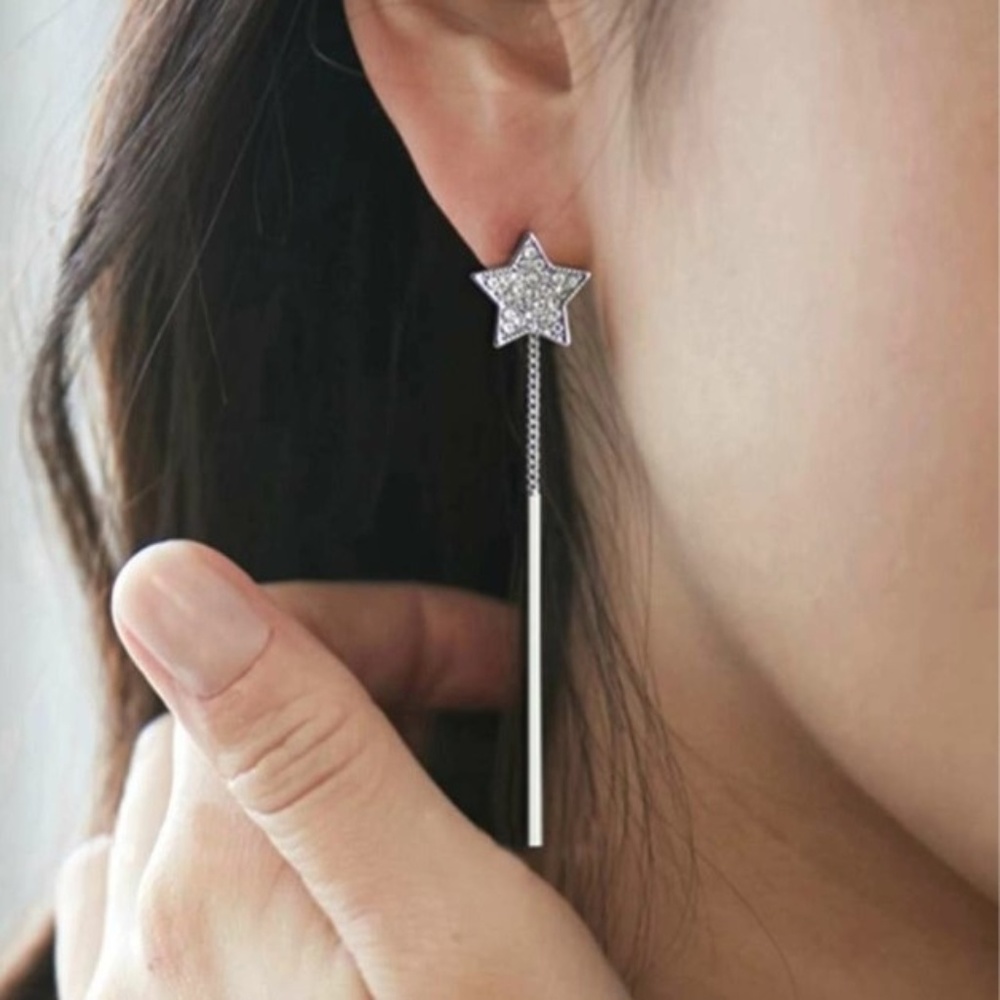 Star & Bar Drop Dangle Earrings